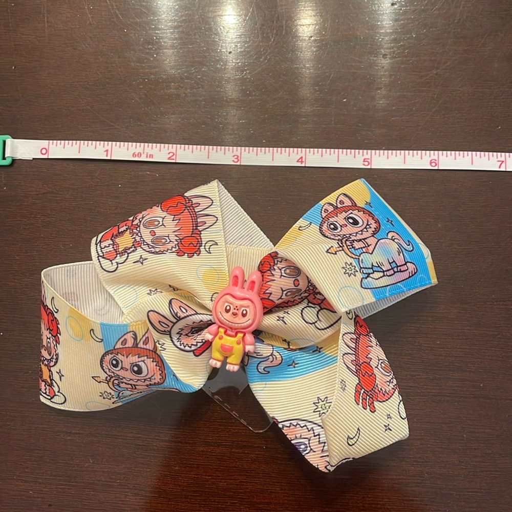 Pink Cartoon Labubu Monster Hair Bow for Kids nwt